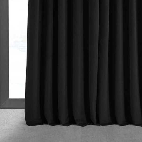 Signature Black Double Wide Velvet Blackout Pole Pocket Single Panel Curtain 100 x 96, image 6