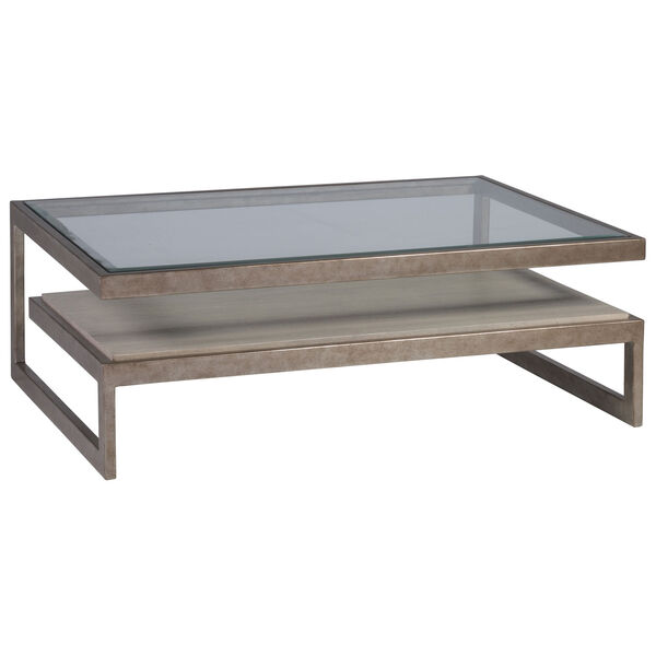 Signature Designs Light Gray and Silver Leaf Soiree Rectangular Cocktail Table, image 1