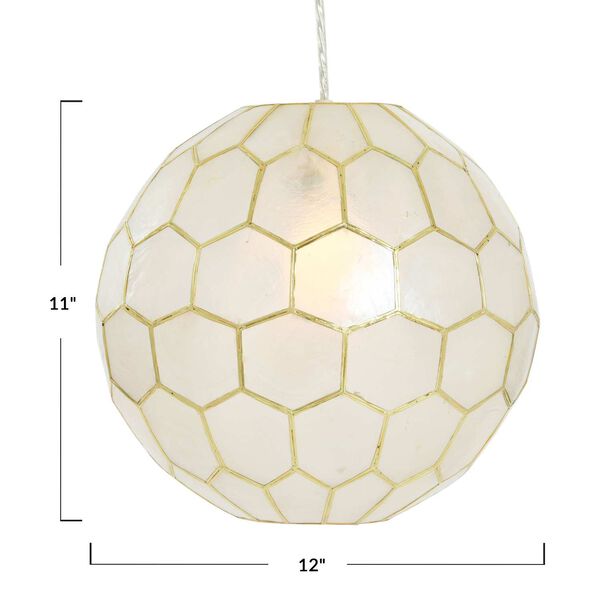 White and Antique Gold One-Light Pendant, image 5