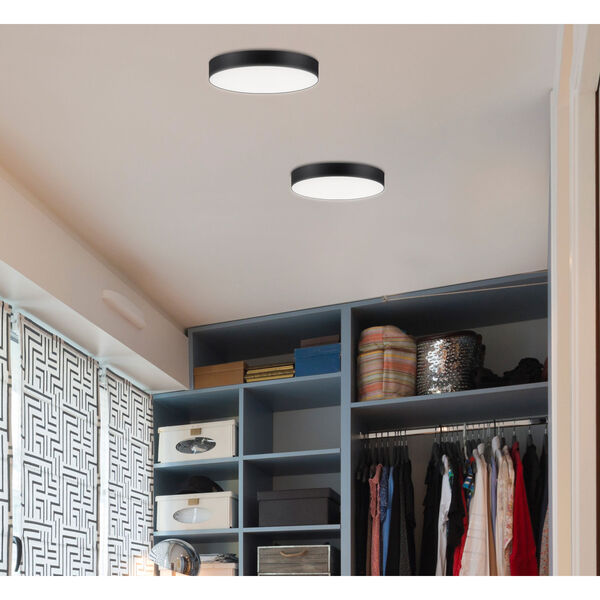 Trim Black One-Light ADA LED Flush Mount with Polycarbonate Shade 1280 Lumens, image 3
