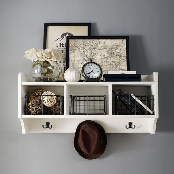 Fremont Entryway Shelf in Distressed White, image 2