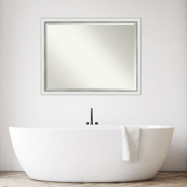 Eva White and Silver 43W X 33H-Inch Bathroom Vanity Wall Mirror, image 6