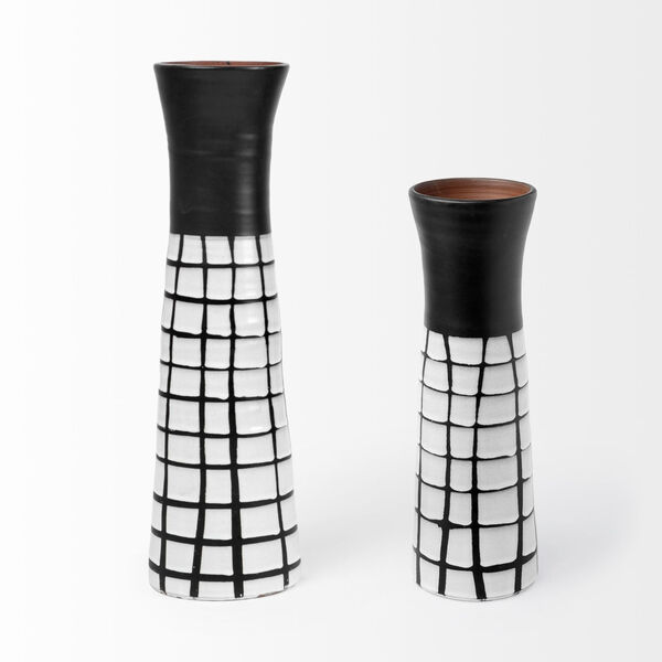 Luanda Black and White 17-Inch Height Vase, image 2