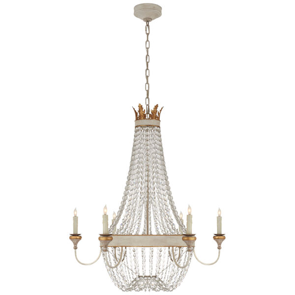 Entellina Chandelier in Vintage White and Gild with Crystal by Julie Neill, image 1
