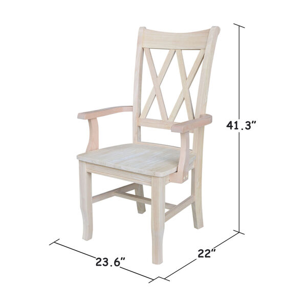 Beige Double X-Back Chair with Arms, image 5