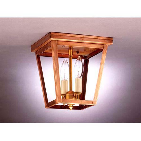 Small Antique Copper Dual-Candelabra Ceiling Lantern, image 1