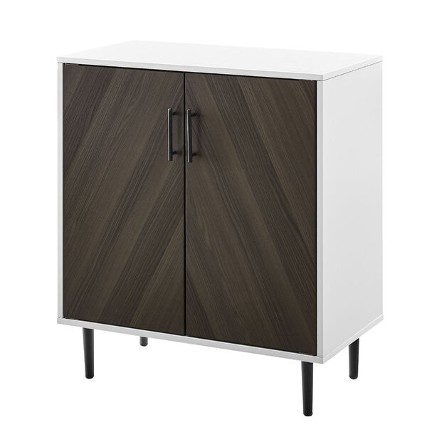 Hampton Ash Brown and Solid White Bookmatch Accent Cabinet, image 6