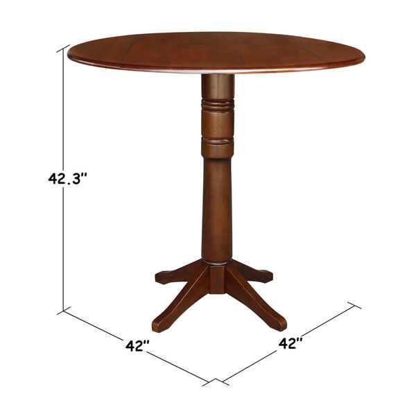 Espresso 42-Inch Round Dual Drop Leaf Pedestal Dining Table, image 5