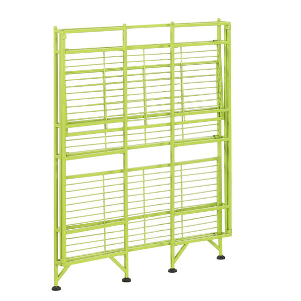 Xtra Storage Lime Three-Tier Wide Folding Metal Shelf, image 4