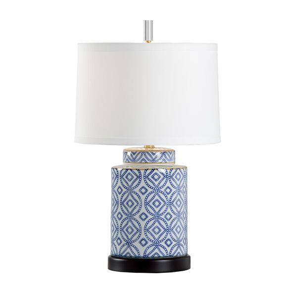 Blue and White One-Light Table Lamp, image 1