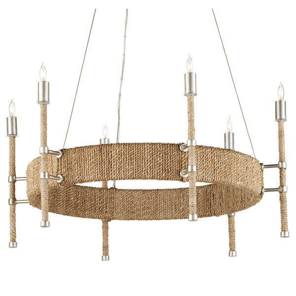 Monzie Contemporary Silver and Natural Six-Light Chandelier, image 4