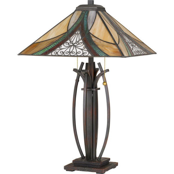 Tiffany Earth Black Two-Light Table Lamp, image 2