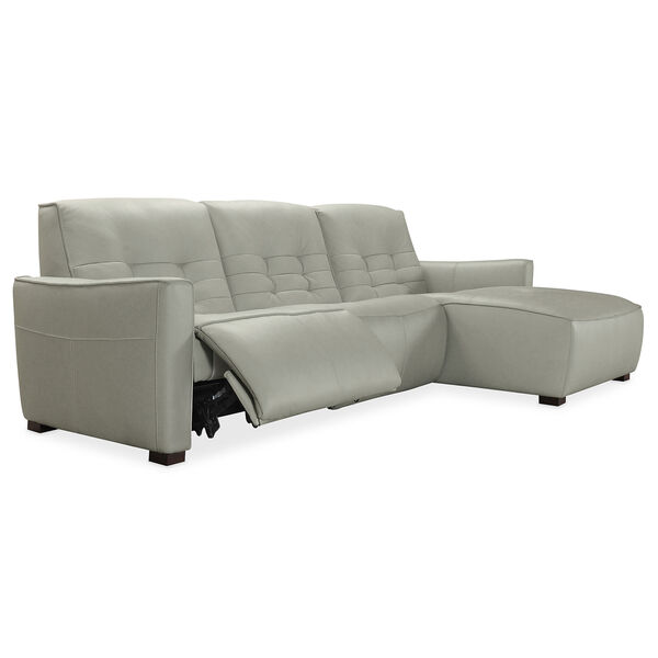 Gray Reaux Power Motion Sofa with Right Facing Chaise and Two Power Recliners, image 3