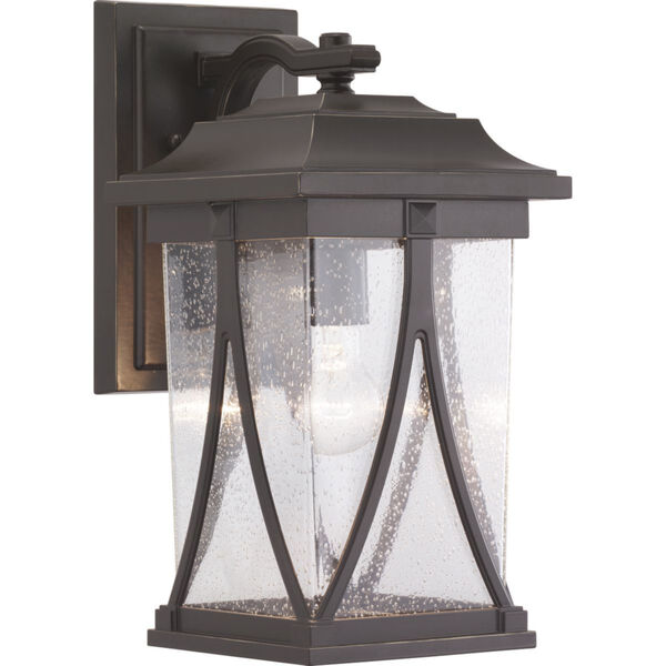 Abbott Antique Bronze 8-Inch One-Light Outdoor Wall Lantern With Transparent Seeded Glass, image 1