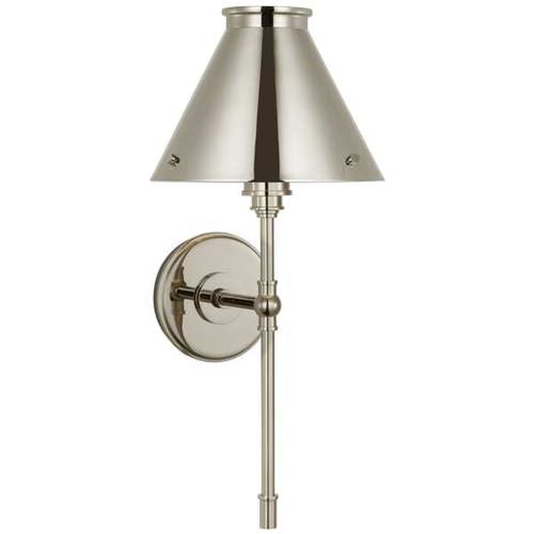 Parkington Polished Nickel One-Light Large Tail Wall Sconce with Polished Nickel Shade by Chapman and Myers, image 1