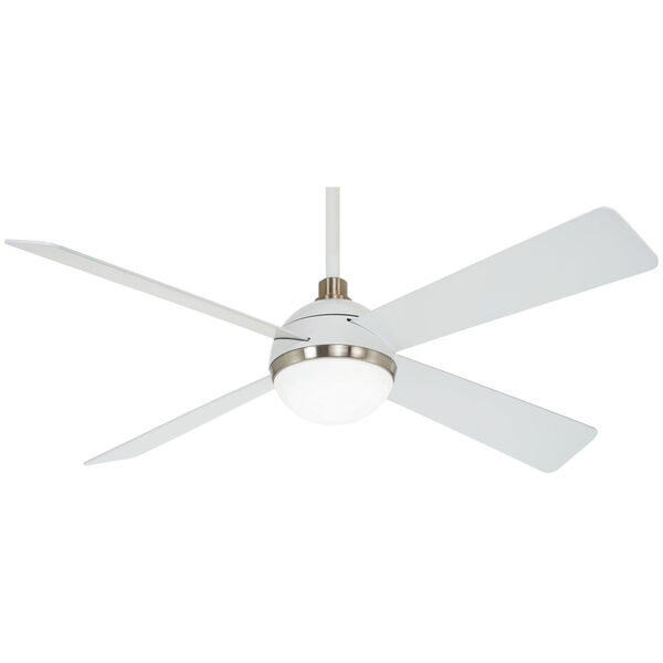 Orb Flat White and Brushed Nickel 54-Inch LED Ceiling Fan, image 1