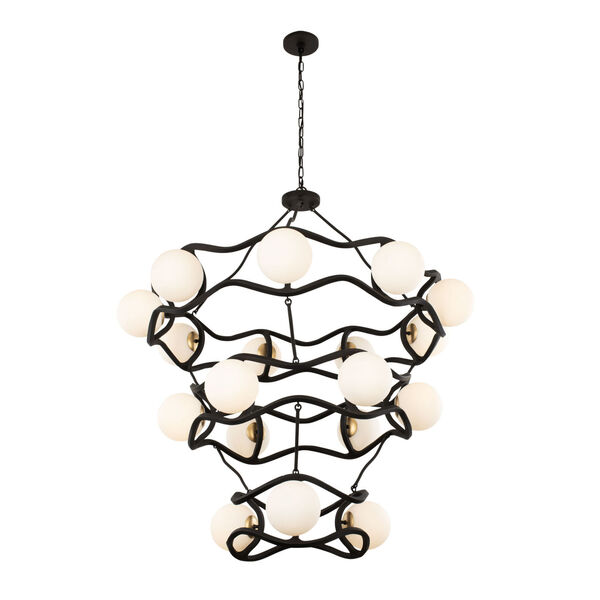 Black Betty Carbon French Gold 18-Light Three-Tier Chandelier, image 2