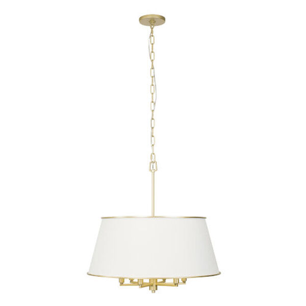 Coco Matte White and French Gold Six-Light Pendant, image 1
