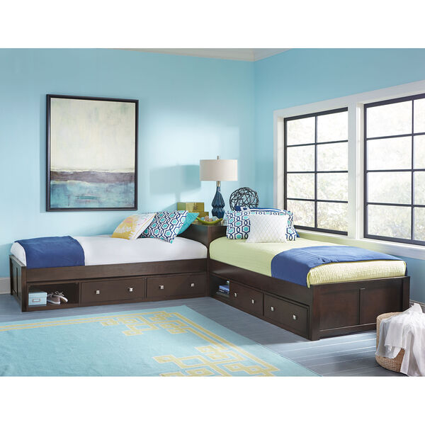 Pulse Chocolate L-Shaped Bed with Double Storage, image 1