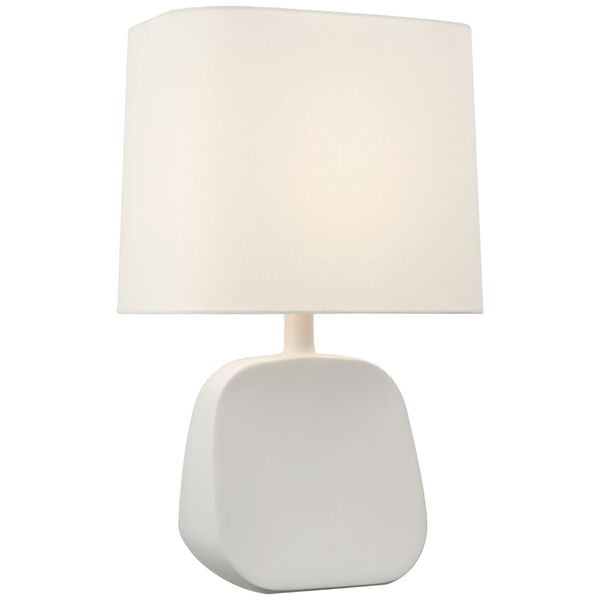 Almette Medium Table Lamp in Plaster White with Linen Shade by AERIN, image 1