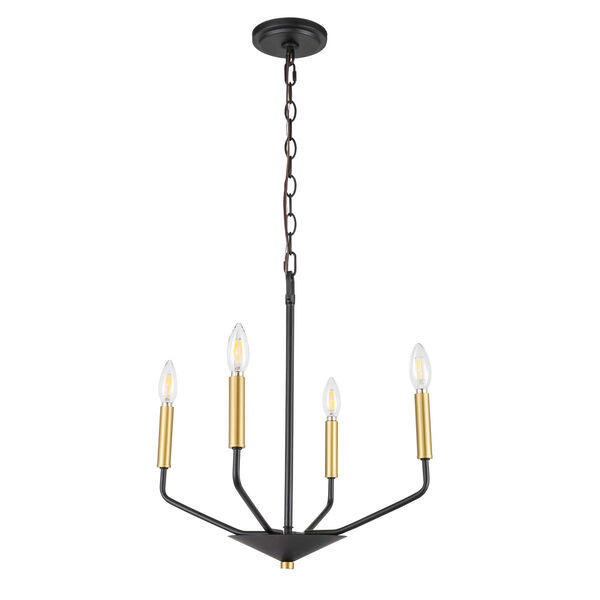 Enzo Black and Brass Four-Light Pendant, image 6