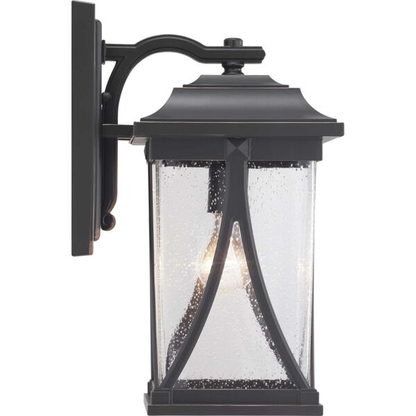 Abbott Antique Bronze 8-Inch One-Light Outdoor Wall Lantern With Transparent Seeded Glass, image 2