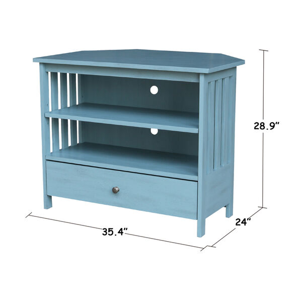 Antique Ocean Blue 35-Inch TV Stand, image 6