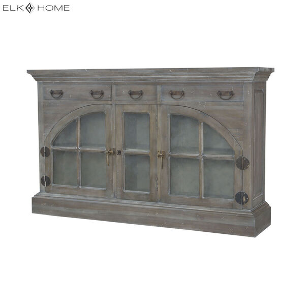 Farmhouse Waterfront Grey Stain China Credenza, image 4