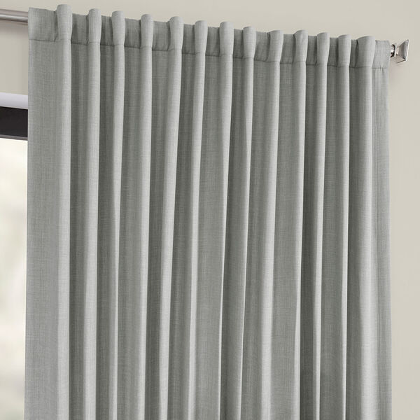 Heather Grey Faux Linen Extra Wide Blackout Curtain Single Panel, image 4