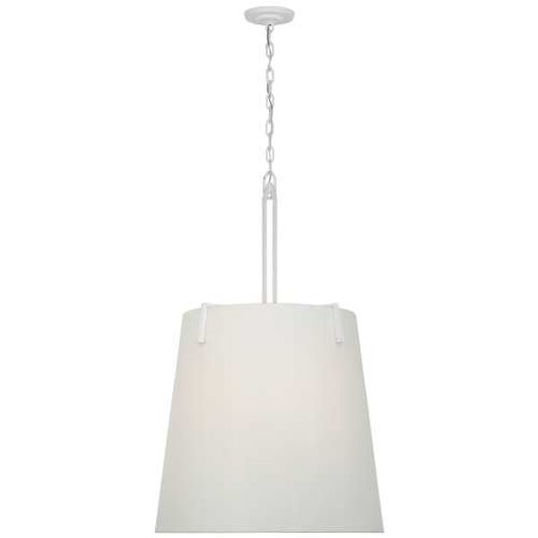 Clifford Plaster White Six-Light Pendant with Linen Shade by Marie Flanigan, image 1