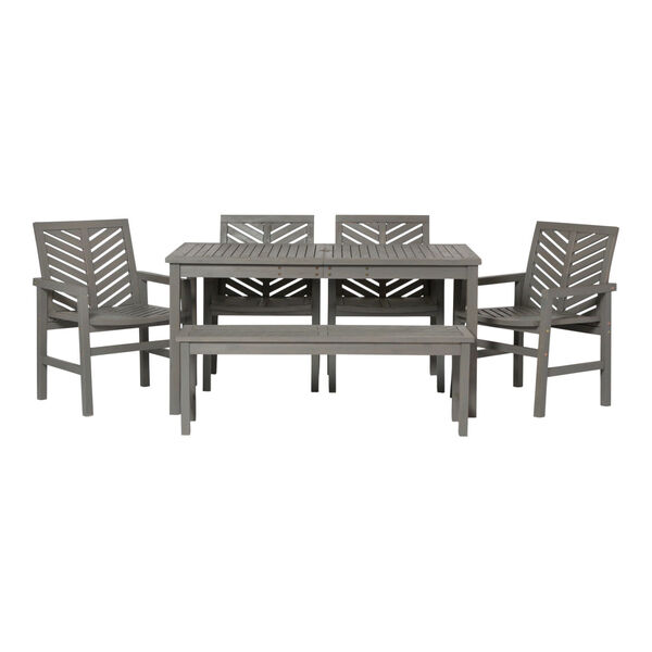 Gray Wash 32-Inch Six-Piece Chevron Outdoor Dining Set, image 2