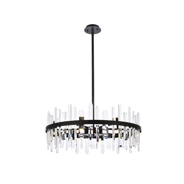Serena Black and Clear 32-Inch Round Chandelier, image 1