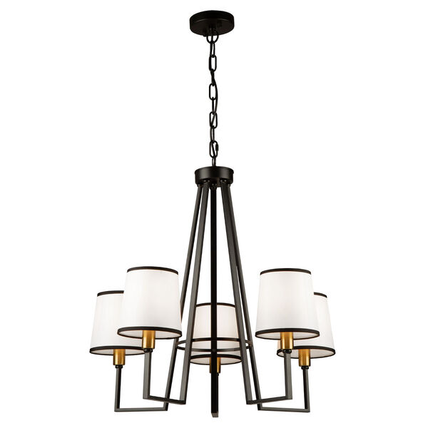 Coco Gold and Black Five-Light Chandelier, image 3