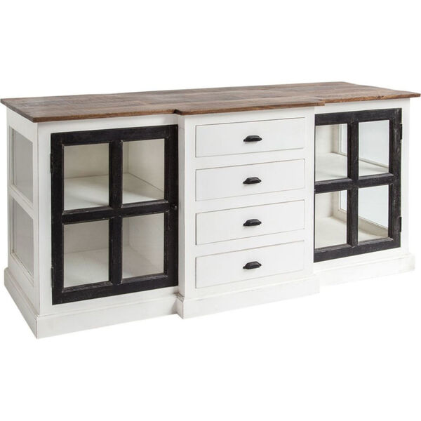 Bourchier Brown, White and Black Four Drawer Two Door Buffet, image 1