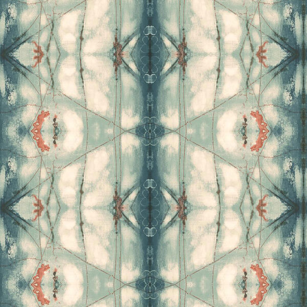 Cloud Nine Transcendence Blue and Orange Removable Wallpaper-SAMPLE SWATCH ONLY, image 1