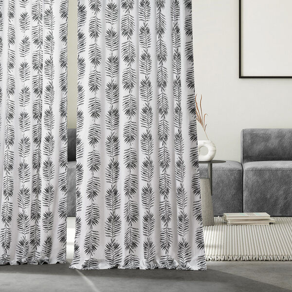 Sago Black Printed Cotton Single Panel Curtain, image 4