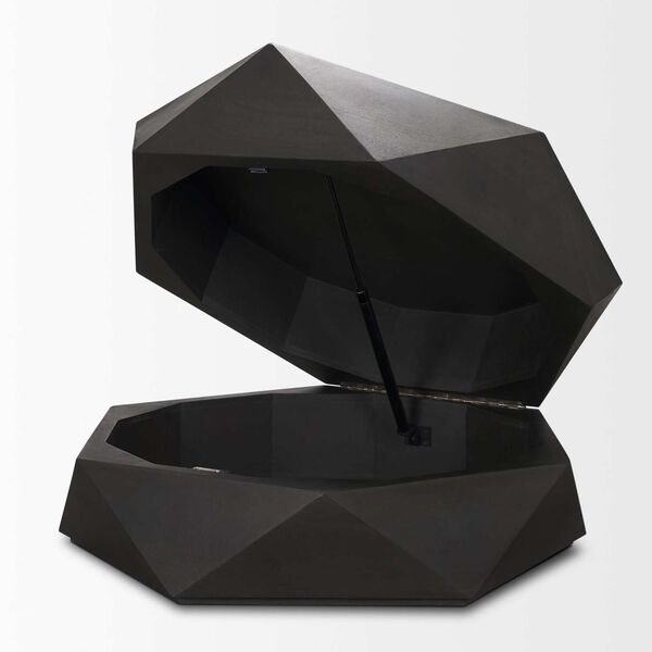Arreto Black Hexagonal Hinged Wood Top and Base Coffee Table, image 5