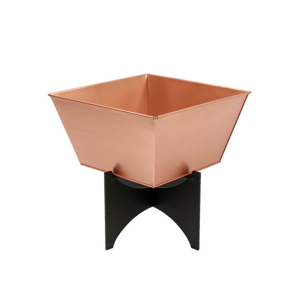 Zaha I Copper Plated Planter with Flower Box, image 1
