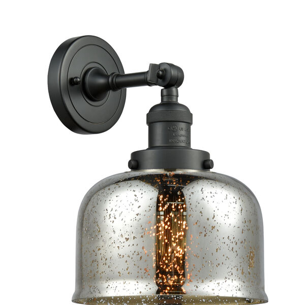 Large Bell Matte Black One-Light Wall Sconce, image 1
