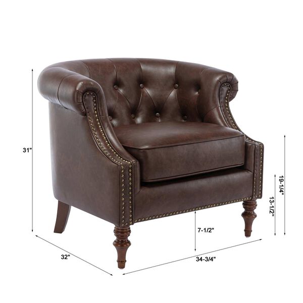 Chesterfield Brown Button Tufted Accent Chair, image 3