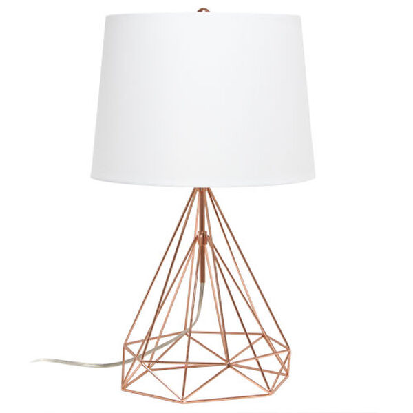 Wired Rose Gold One-Light Table Lamp with Fabric Shade, image 1