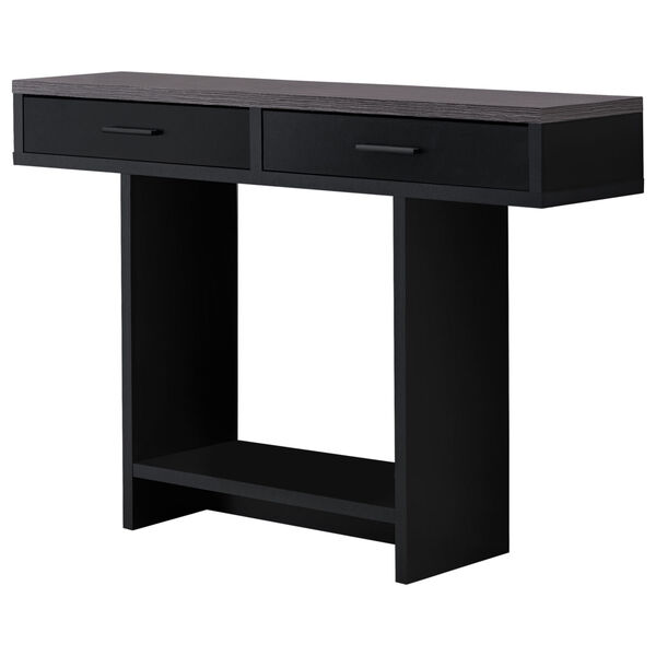 Black Grey Metal Rectangular Accent Table with Drawer, image 1