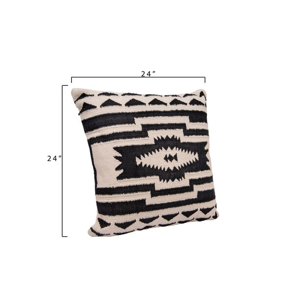 Collected Notions Black and Cream Square Kilim Cotton Pillow, image 5