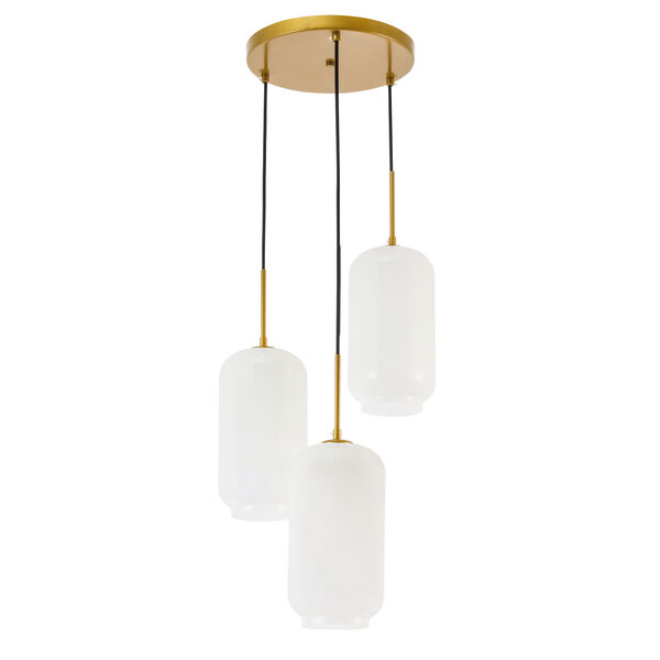 Collier Brass 16-Inch Three-Light Pendant with Frosted White Glass, image 3