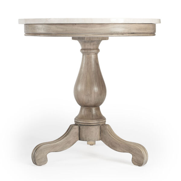 Danielle Sandalwood Beige Marble Pedestal Accent Table, image 3