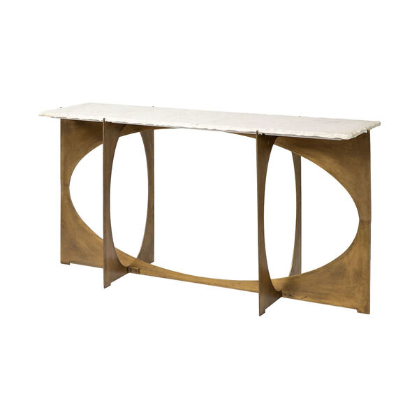 Reinhold White and Gold Marble Top Console Table, image 1