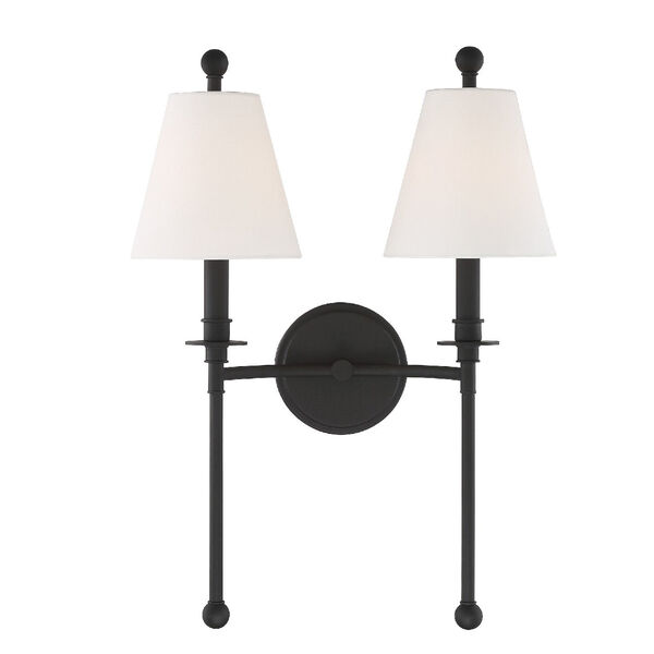 Riverdale Black Forged 15-Inch Two-Light Wall Sconce, image 1