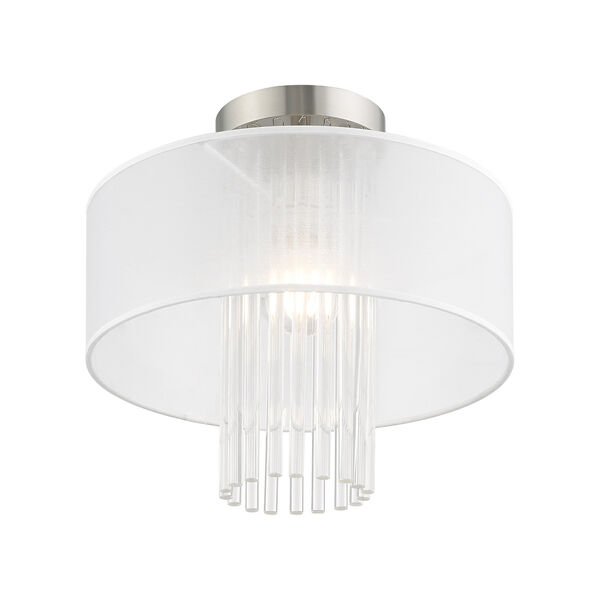 Alexis Brushed Nickel 13-Inch One-Light Ceiling Mount with Clear Crystal Rods, image 4