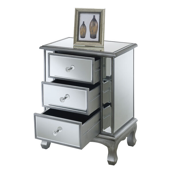 Gold Coast Vineyard 3 Drawer Mirrored End Table, image 2