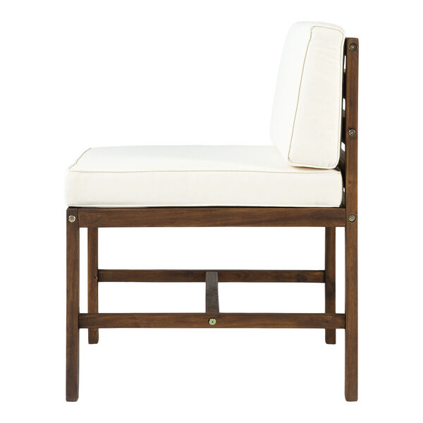 Sanibel Dark Brown and White Outdoor Armless Chair, image 3